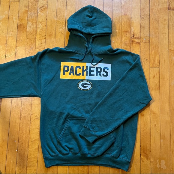 Green Bay Packers Hoodie Mens Size L NFL Team Apparel Long Sleeve Pullover Logo - Picture 1 of 9